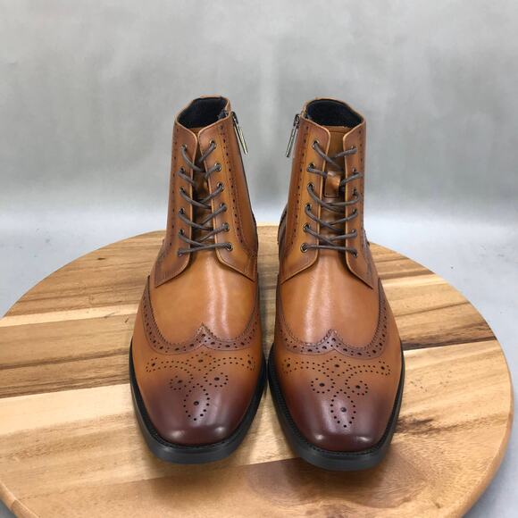 Elegant Brown Leather Derby Boots - Picture 2 of 7